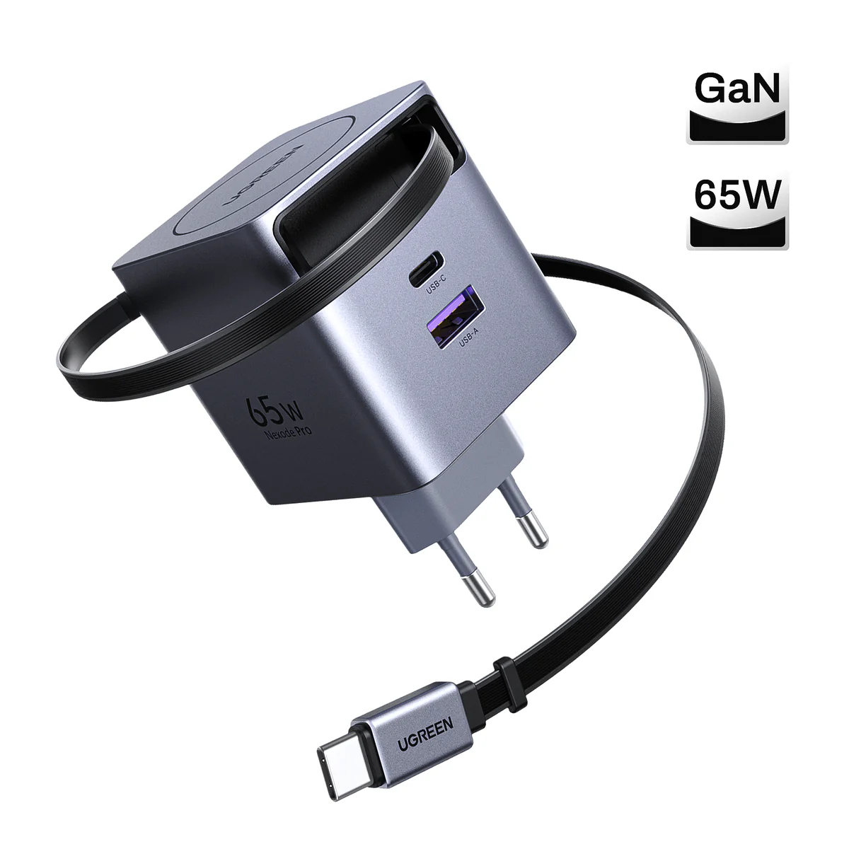 UGREEN GaN 65W Fast Charger USB-C RETRACTABLE
